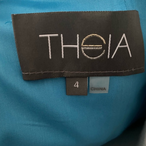 THEIA floral blue dress sz-4 - Picture 5 of 7